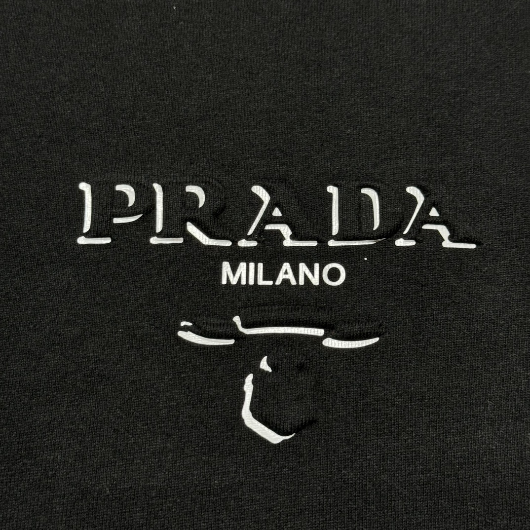 [Copy]PRADA Cotton T-shirt  BLACK（UJN896-14K7-F0009-S-OOO-1）