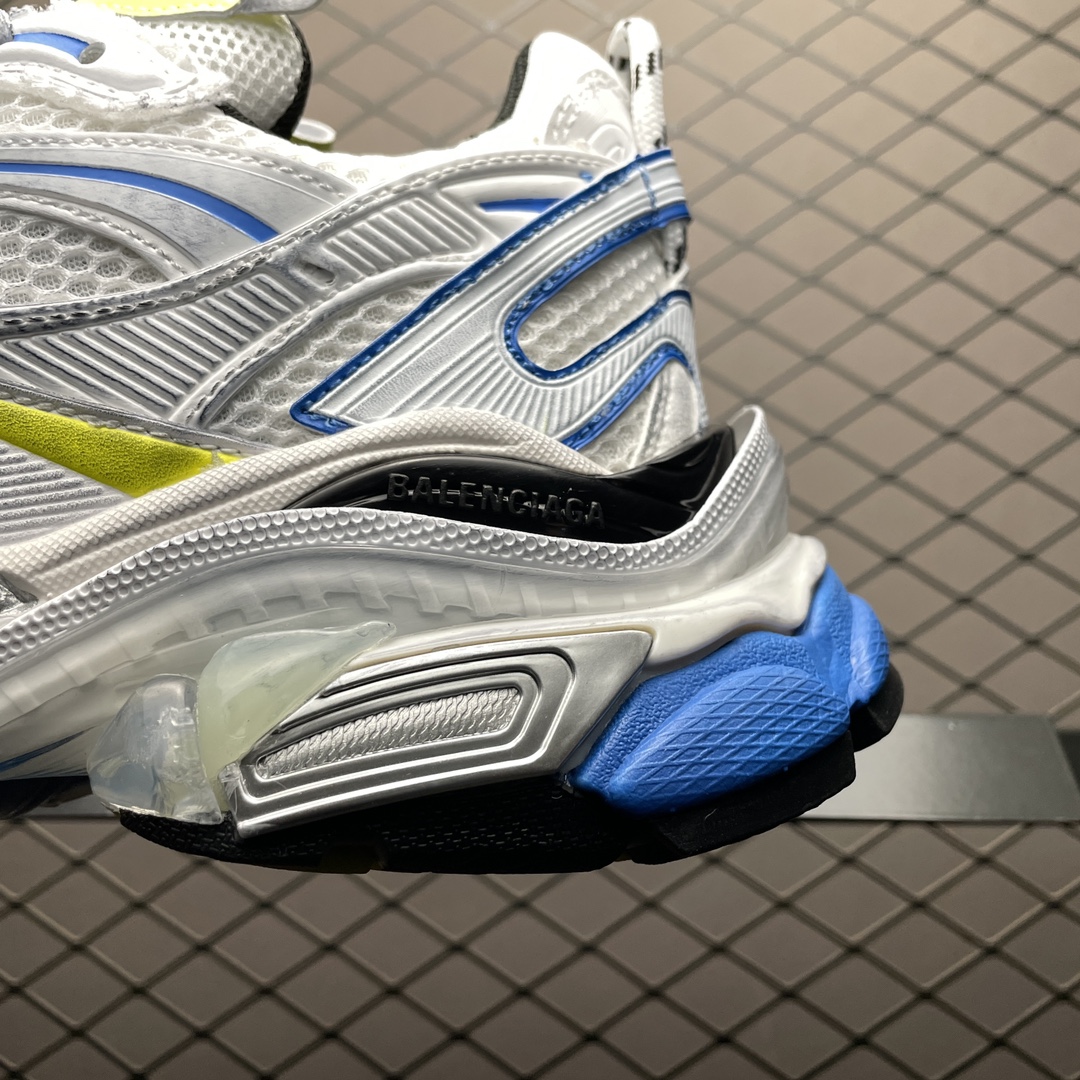 BALENCIAGA MEN'S RUNNER 2.0 SNEAKER IN WHITE/YELLOW/BLUE（779066W3RXP9074）