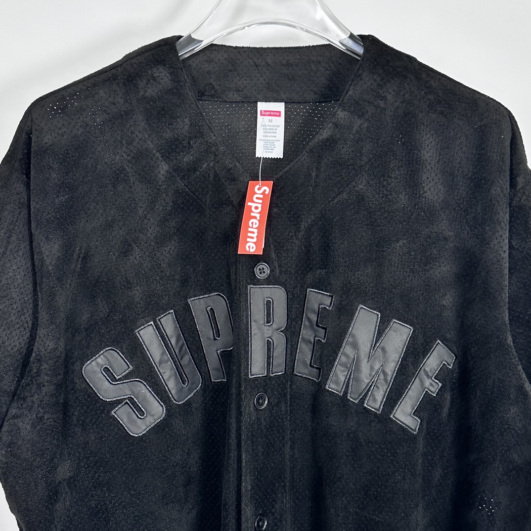 Supreme Ultrasuede Mesh Baseball Jersey "Black"（SUP-SS24-278-2）