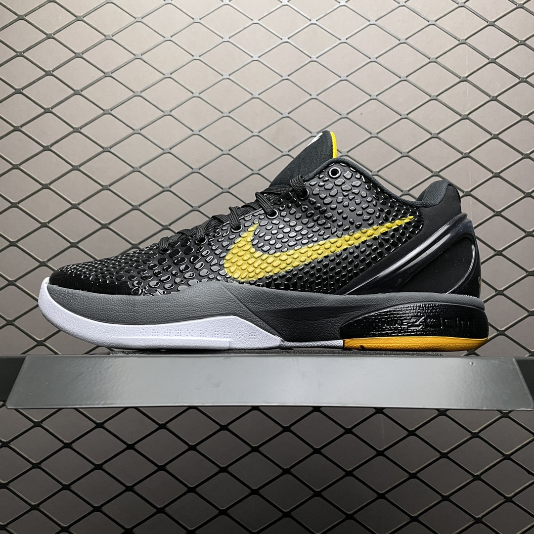Nike Zoom Kobe 6 Black Del Sol Basketball Shoes "Black and Yellow"（436311-002）