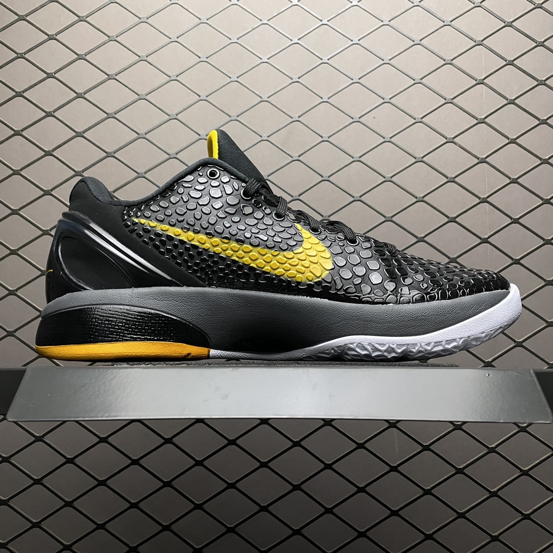 Nike Zoom Kobe 6 Black Del Sol Basketball Shoes "Black and Yellow"（436311-002）