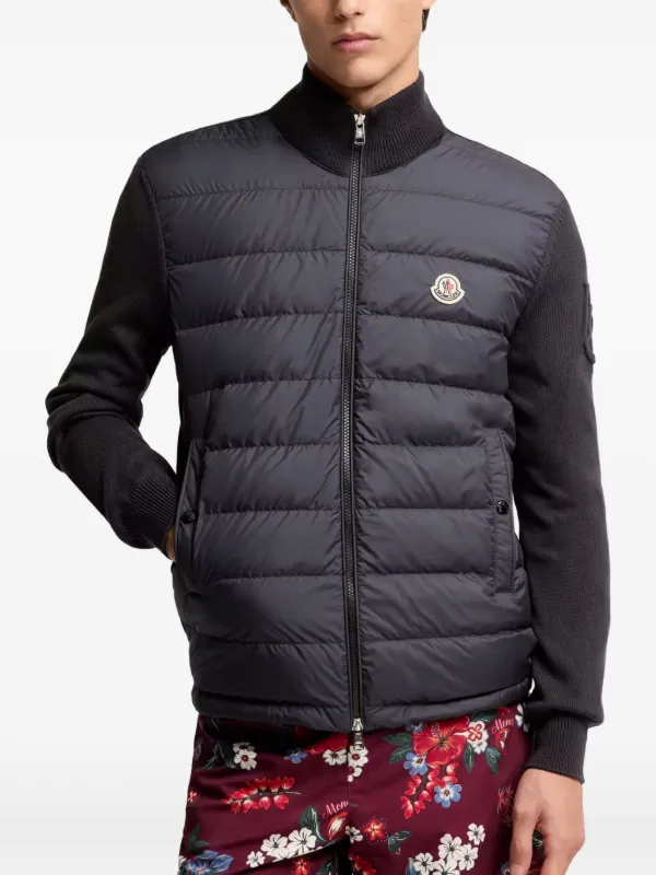 Moncler 拉链填充开衫| 蓝色| FARFETCH CN