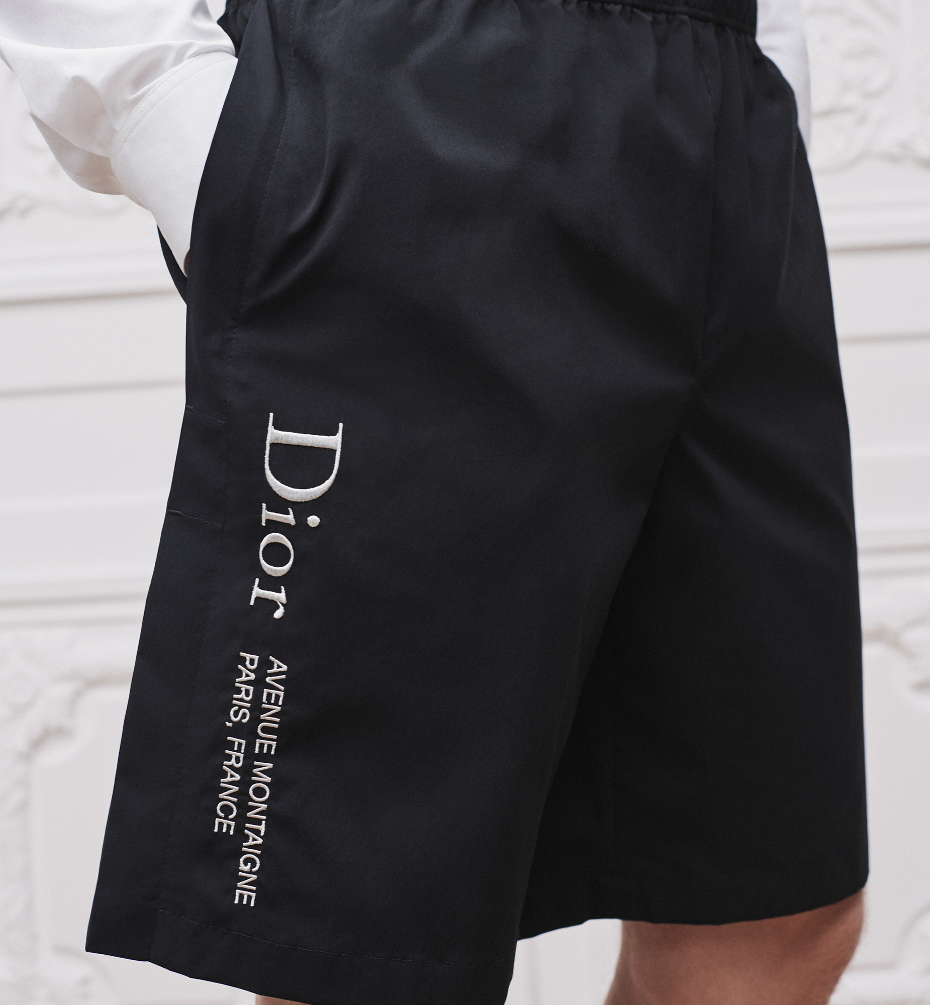 Track Shorts with Dior Montaigne Embroidery Black Technical ...