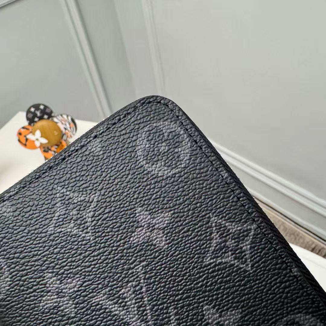 Louis Vuitton Monogram Eclipse Zippy Vertical M62295 Black Round Zipper Wallet（M62295）