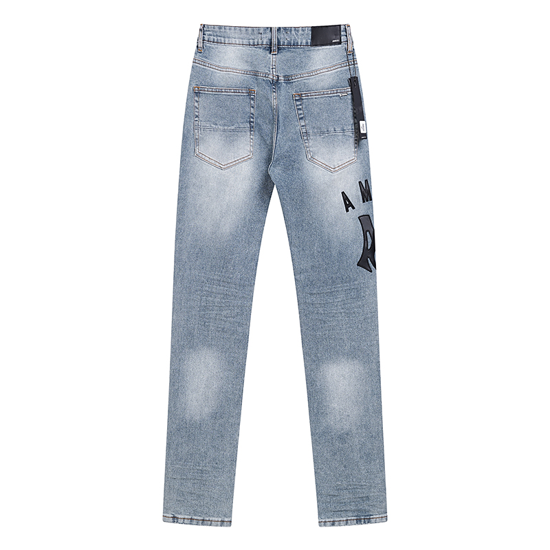 Amiri Men's Suede Applique Skinny Jeans (AMDNSY11142）