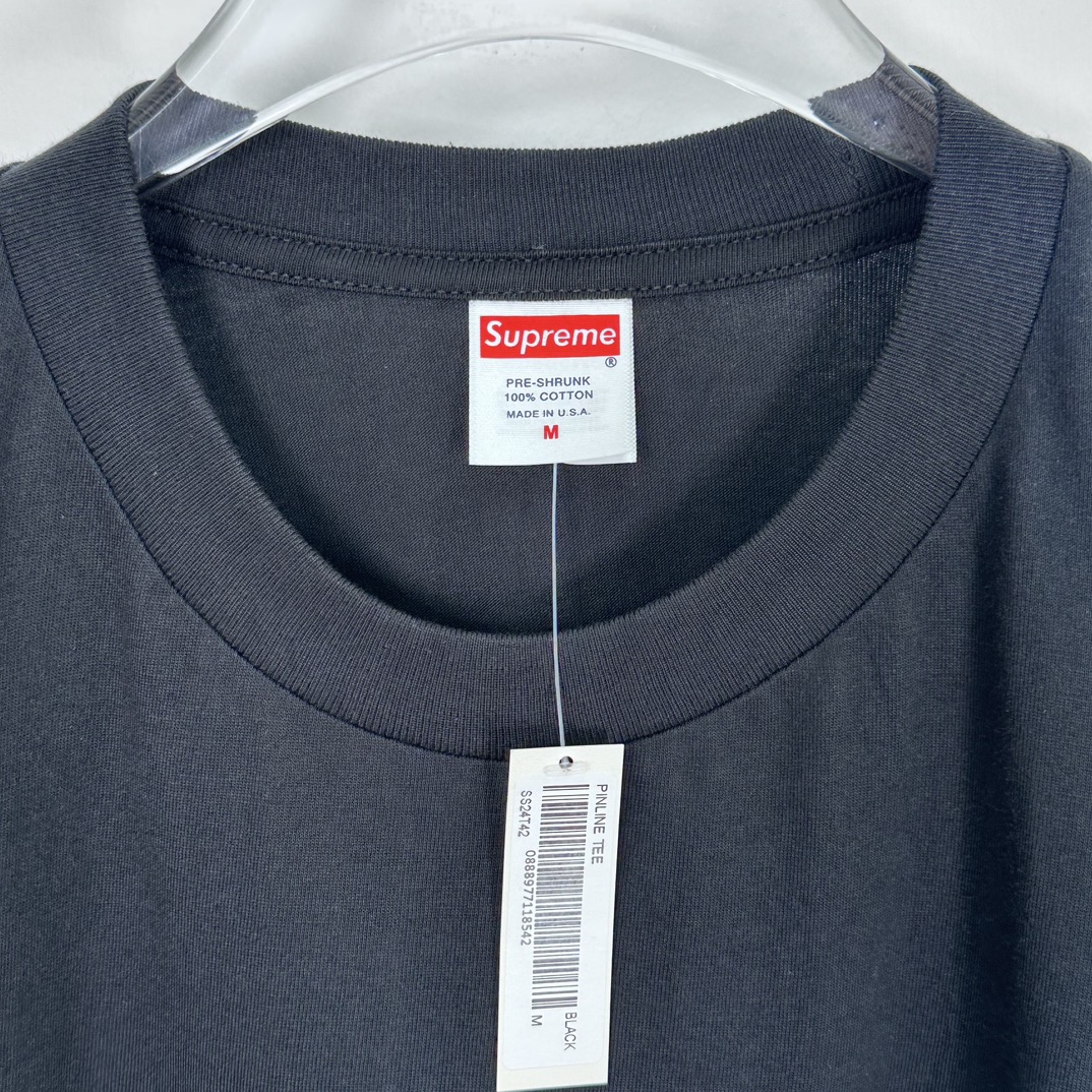 Supreme Pinline Tee Black（SUP-SS24-154）