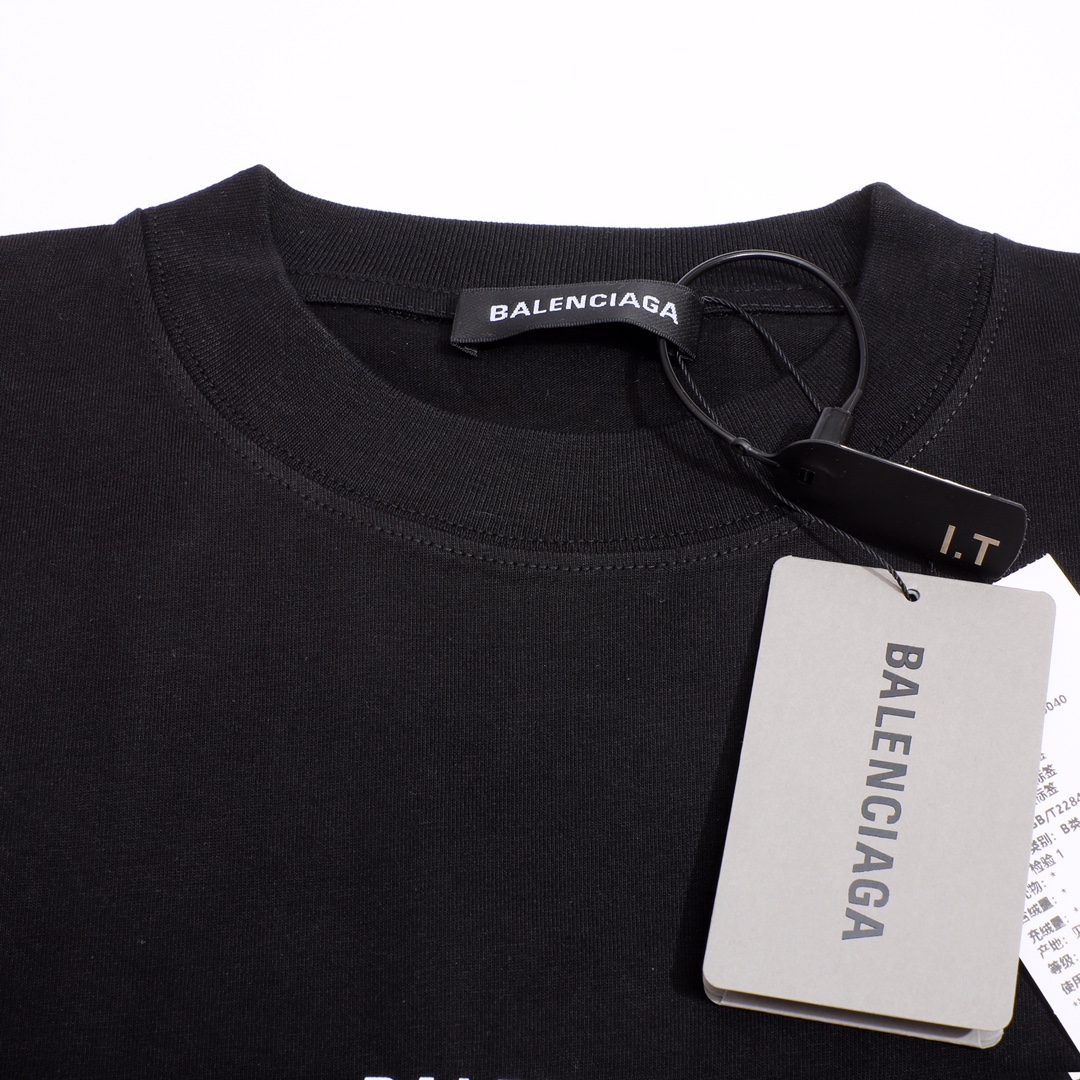  Balenciaga Crew Alphabet Printing Short Sleeve Black (620969TIV741070）