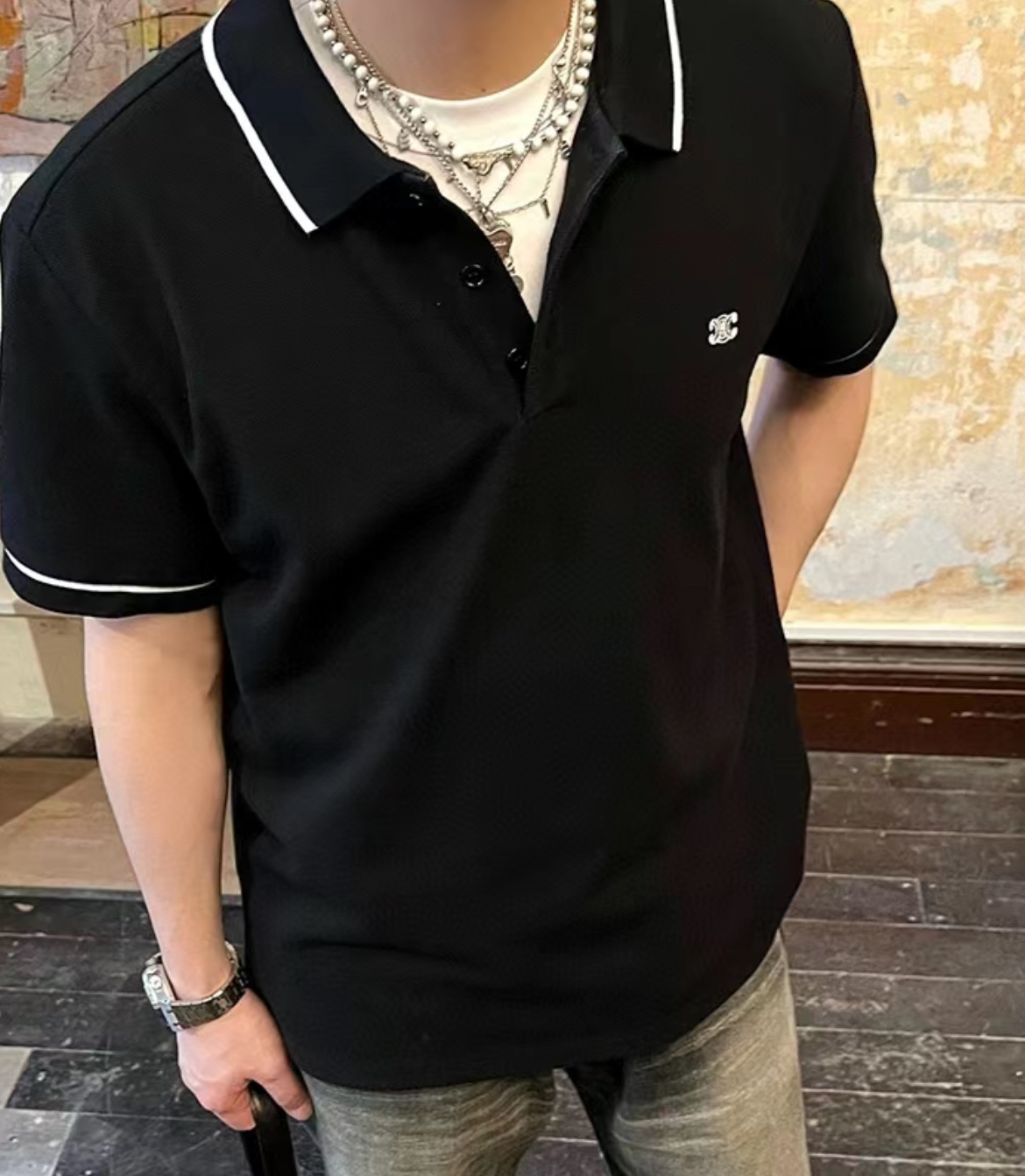 Celine Classic polo shirt in cotton piqué (2X75H626U-38AW）