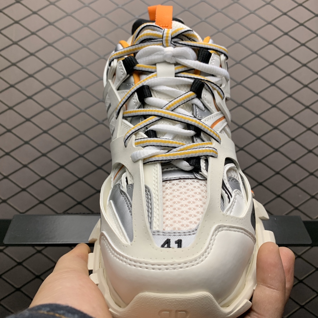 Balenciaga Track 1.0 Distressed Dad Shoes "White Orange"（542023W1GB19059）