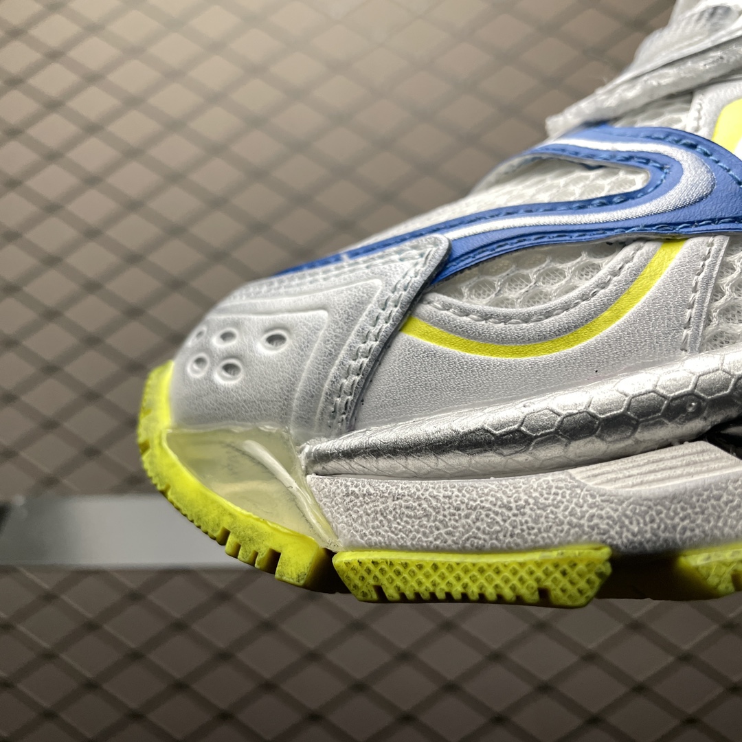 BALENCIAGA MEN'S RUNNER 2.0 SNEAKER IN WHITE/YELLOW/BLUE（779066W3RXP9074）