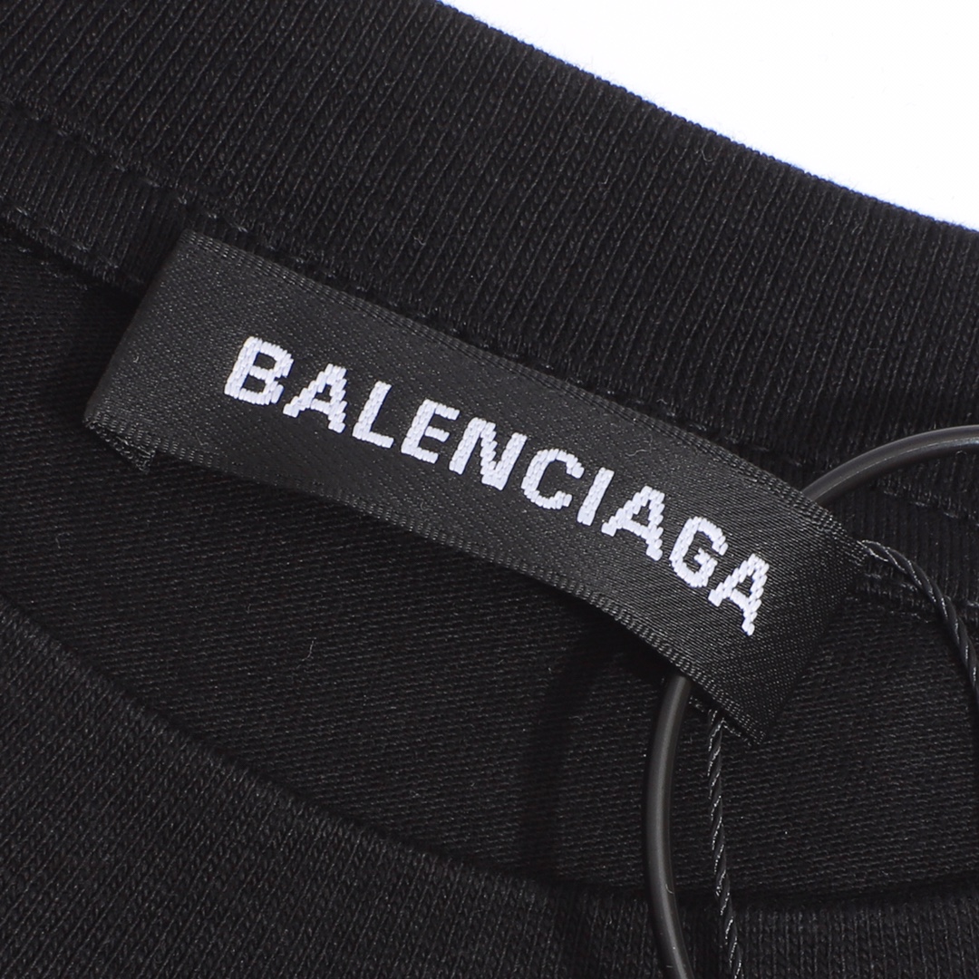  Balenciaga Crew Alphabet Printing Short Sleeve Black (620969TIV741070）