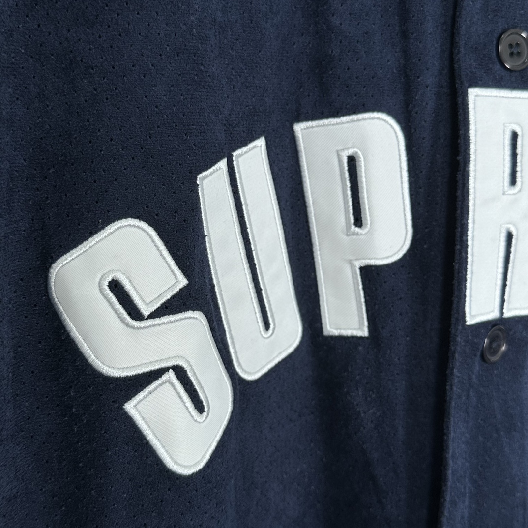 Supreme Ultrasuede Mesh Baseball Jersey "Navy"（SUP-SS24-278-1）