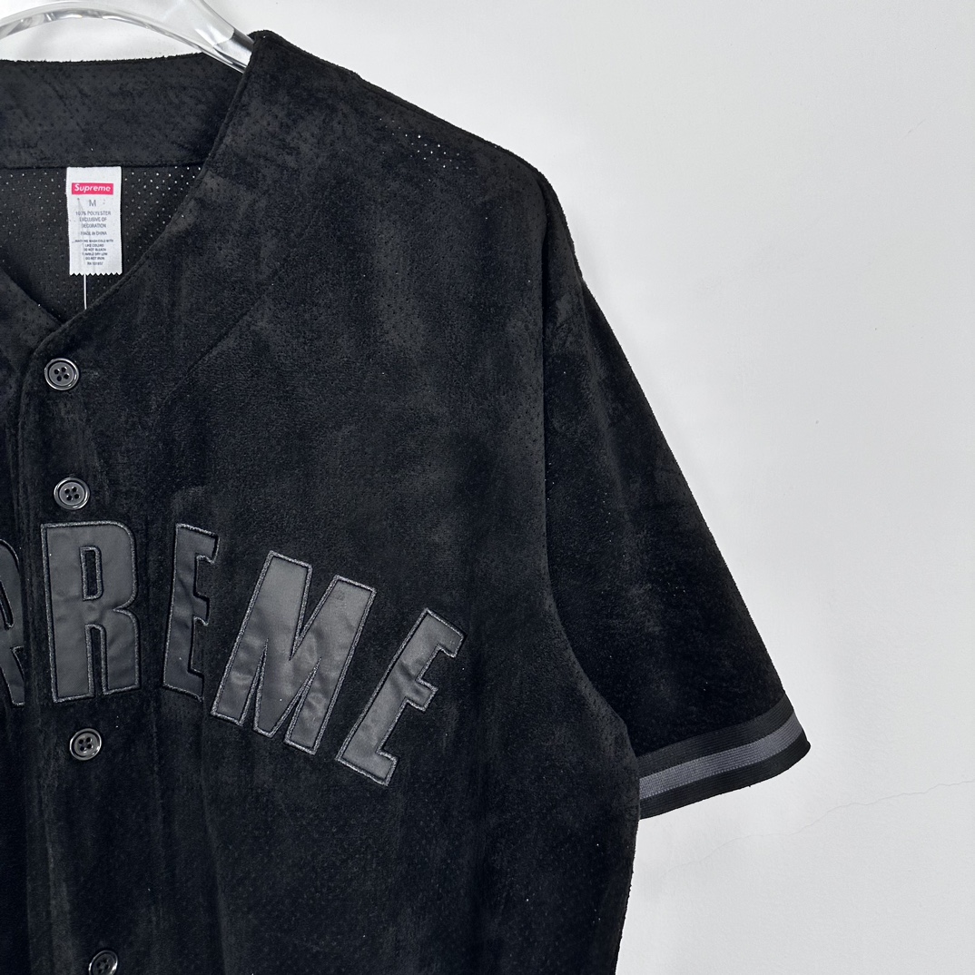 Supreme Ultrasuede Mesh Baseball Jersey "Black"（SUP-SS24-278-2）