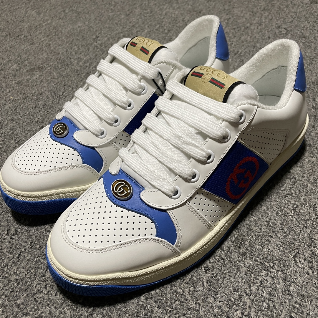 Gucci Screener Smooth Leather Sneakers（765054AACV89055）