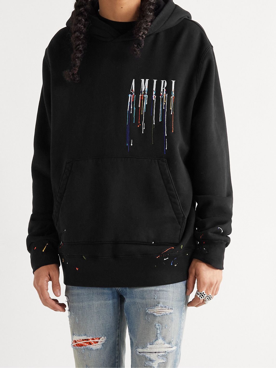 AMIRI - Logo-Embroidered Cotton-Jersey Hoodie - Black Amiri