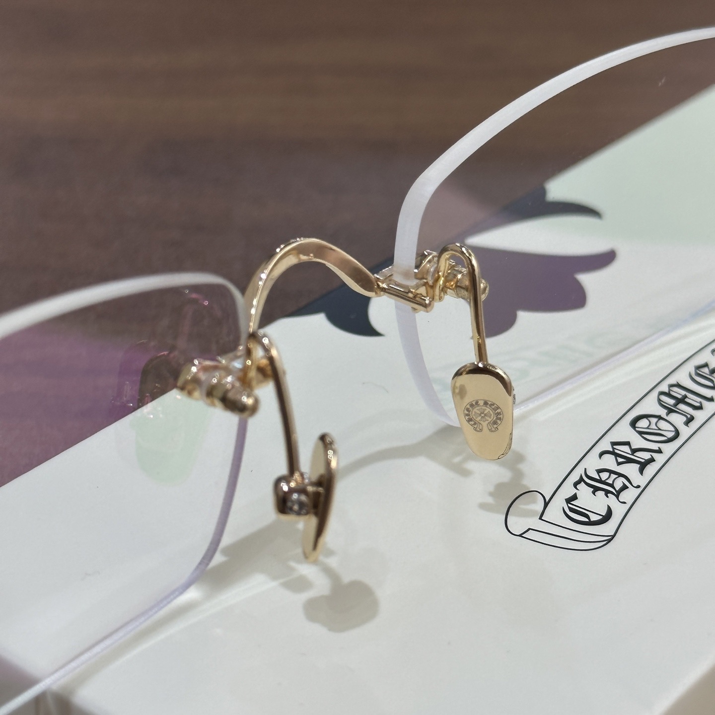 CHROME HEARTS Pills III Gold Plated Brown Bone Plastic (CHROME HEARTS 420)
