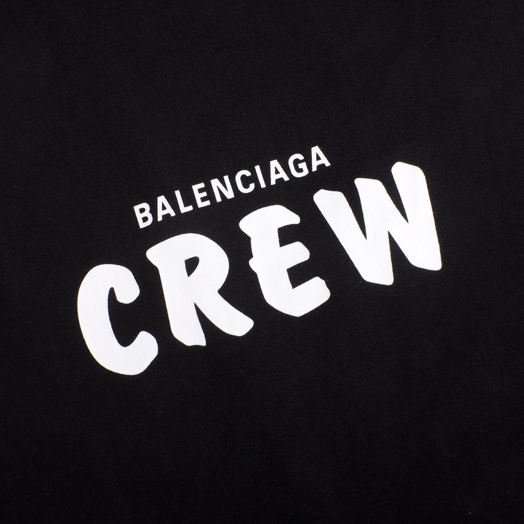  Balenciaga Crew Alphabet Printing Short Sleeve Black (620969TIV741070）