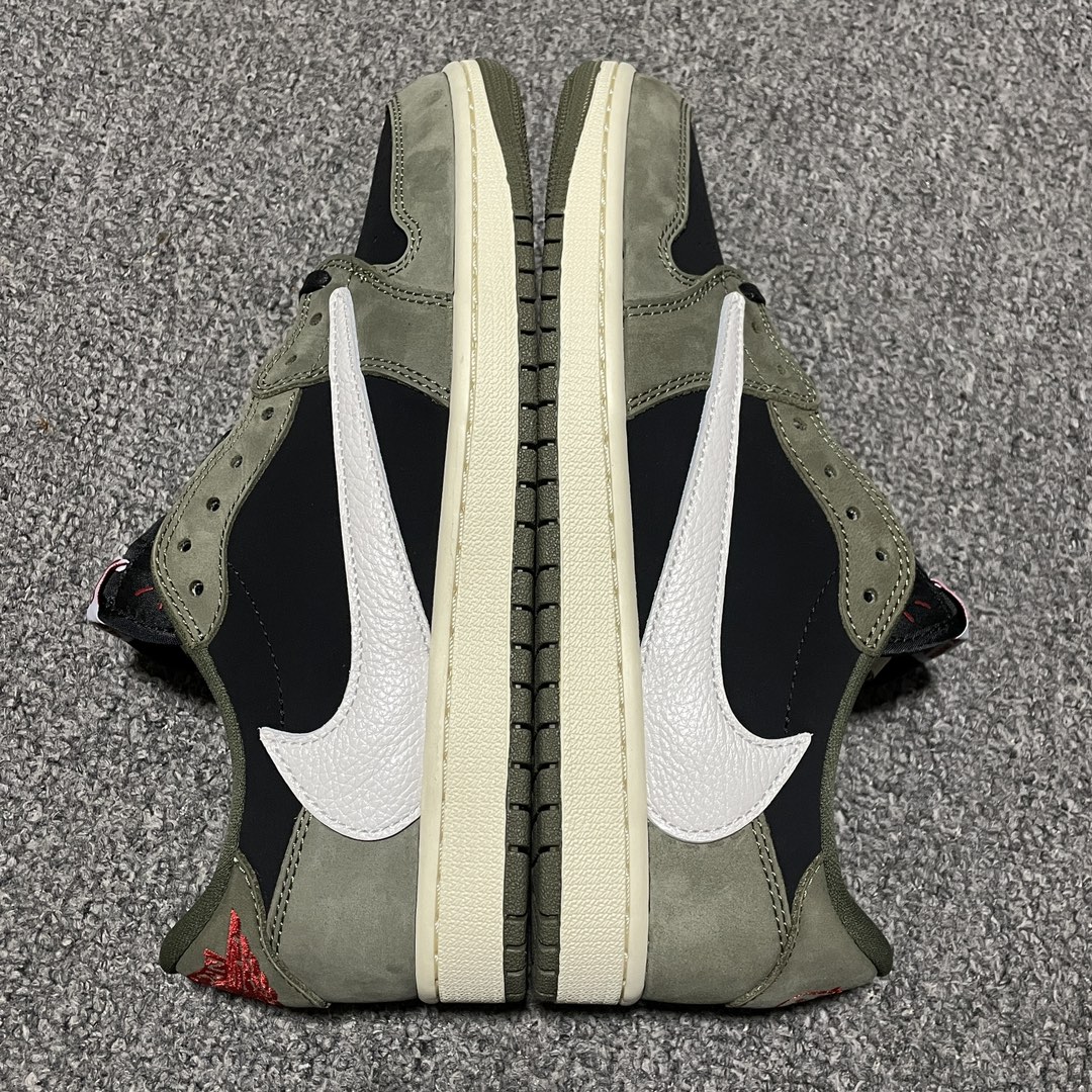 Travis Scott × Nike Air Jordan 1 Low "Black/Olive"(DM7866-002)