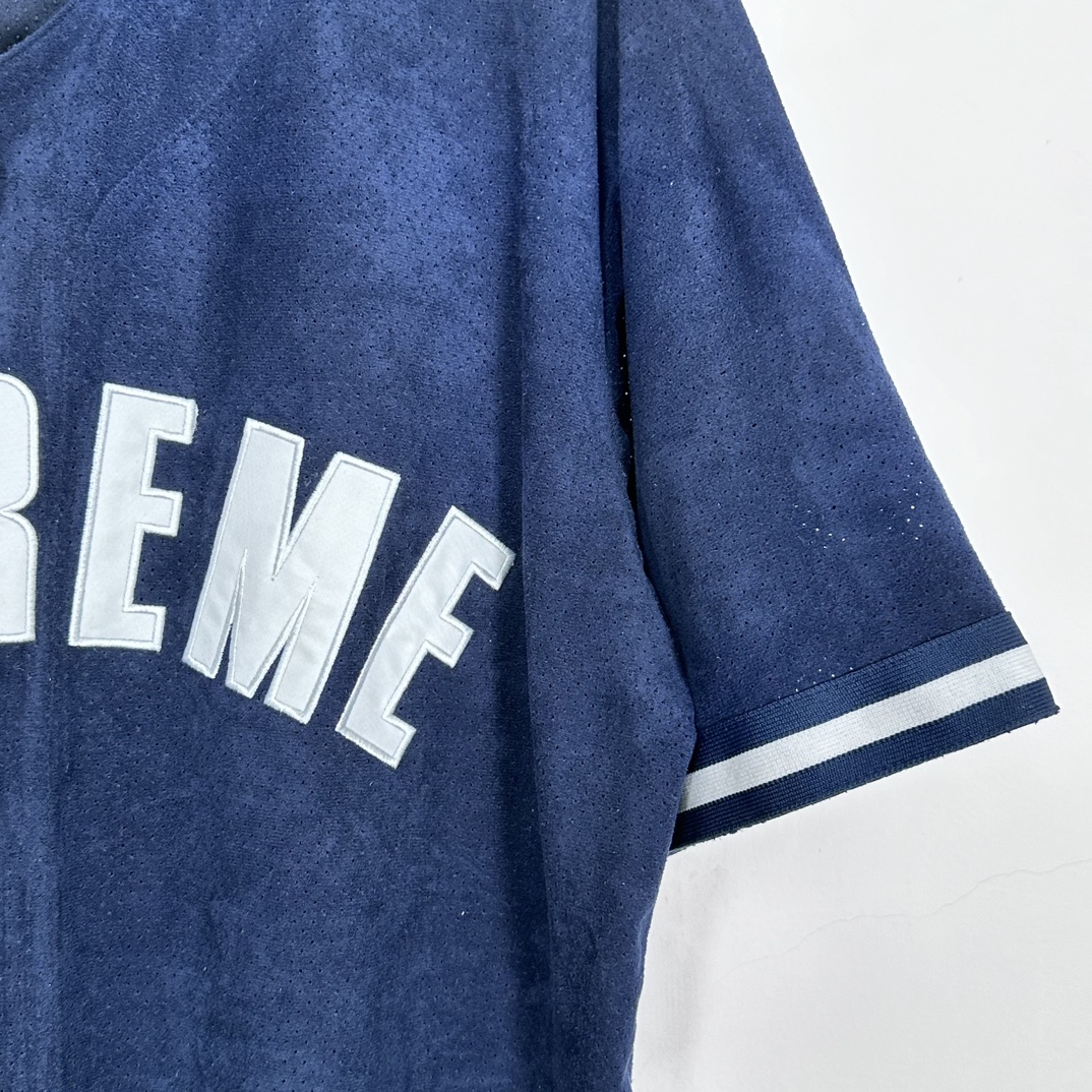 Supreme Ultrasuede Mesh Baseball Jersey "Navy"（SUP-SS24-278-1）