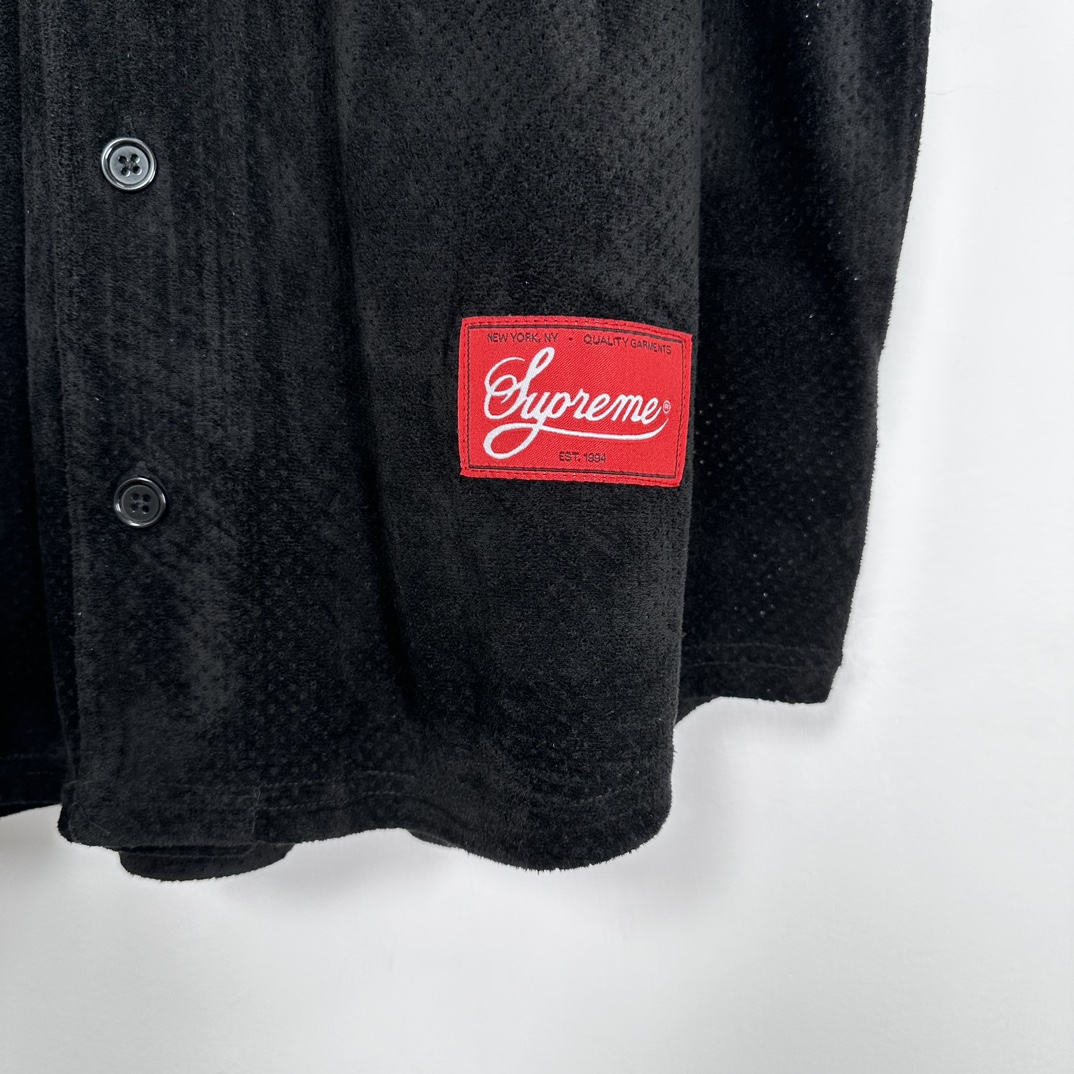 Supreme Ultrasuede Mesh Baseball Jersey "Black"（SUP-SS24-278-2）