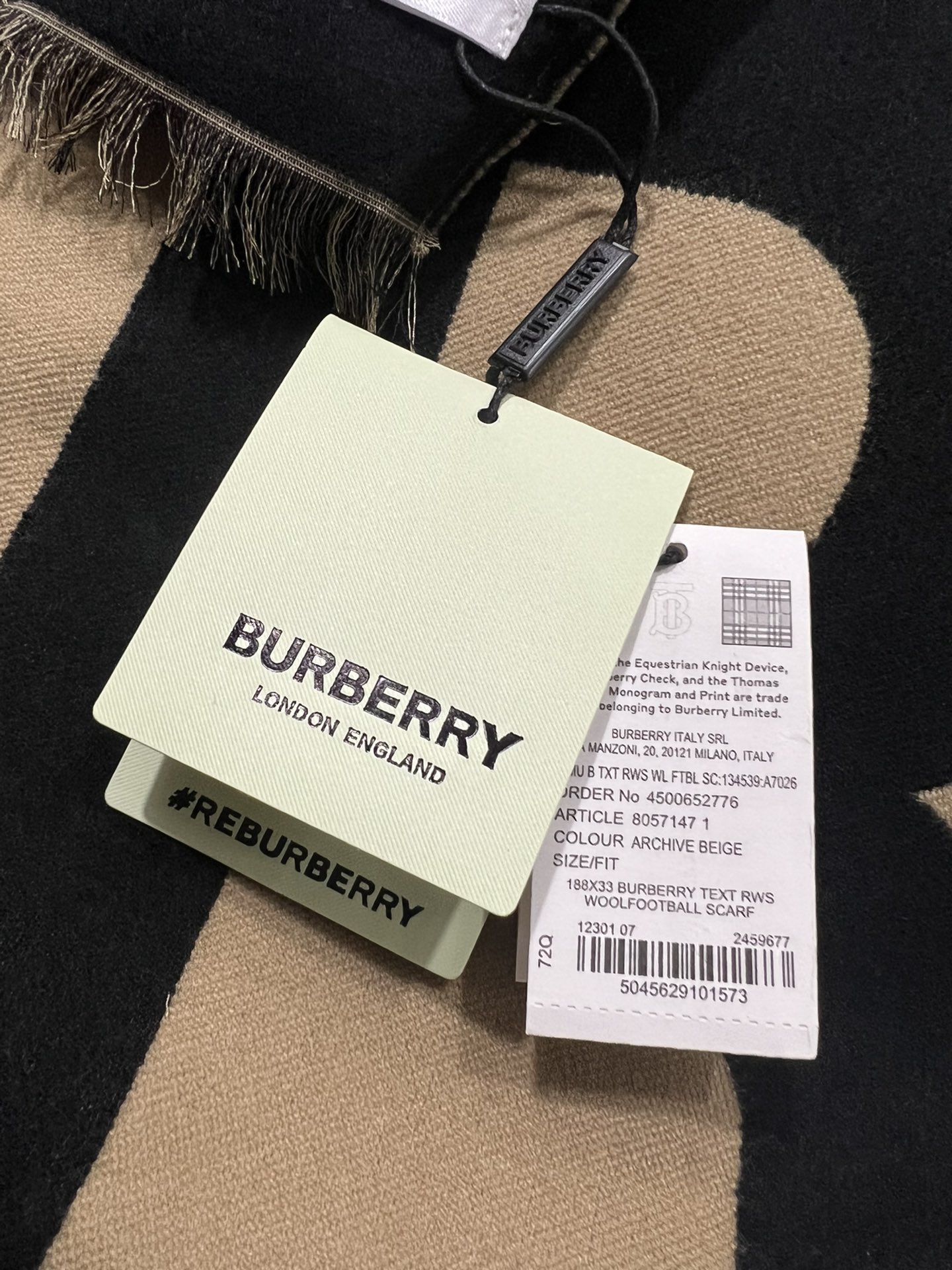 バーバリー ロゴ ウール ジャカード スカーフ（8035525）