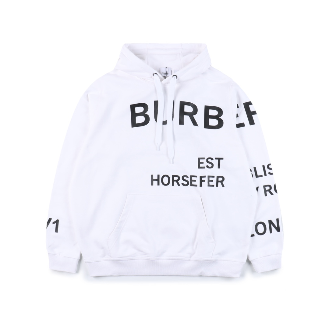 Burberry SS22 Horseferry letter print hooded sweatshirt "White"（80487491）