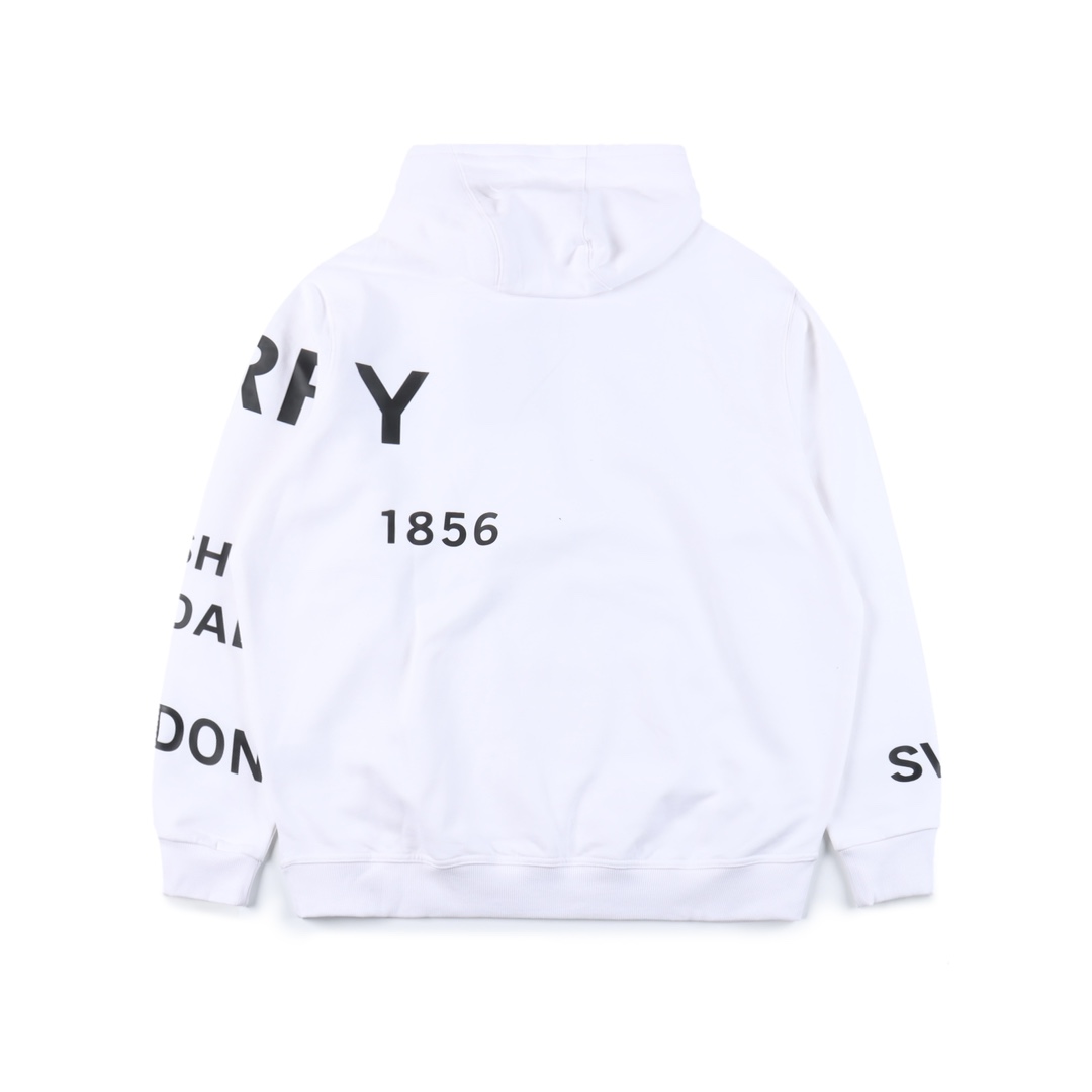 Burberry SS22 Horseferry letter print hooded sweatshirt "White"（80487491）