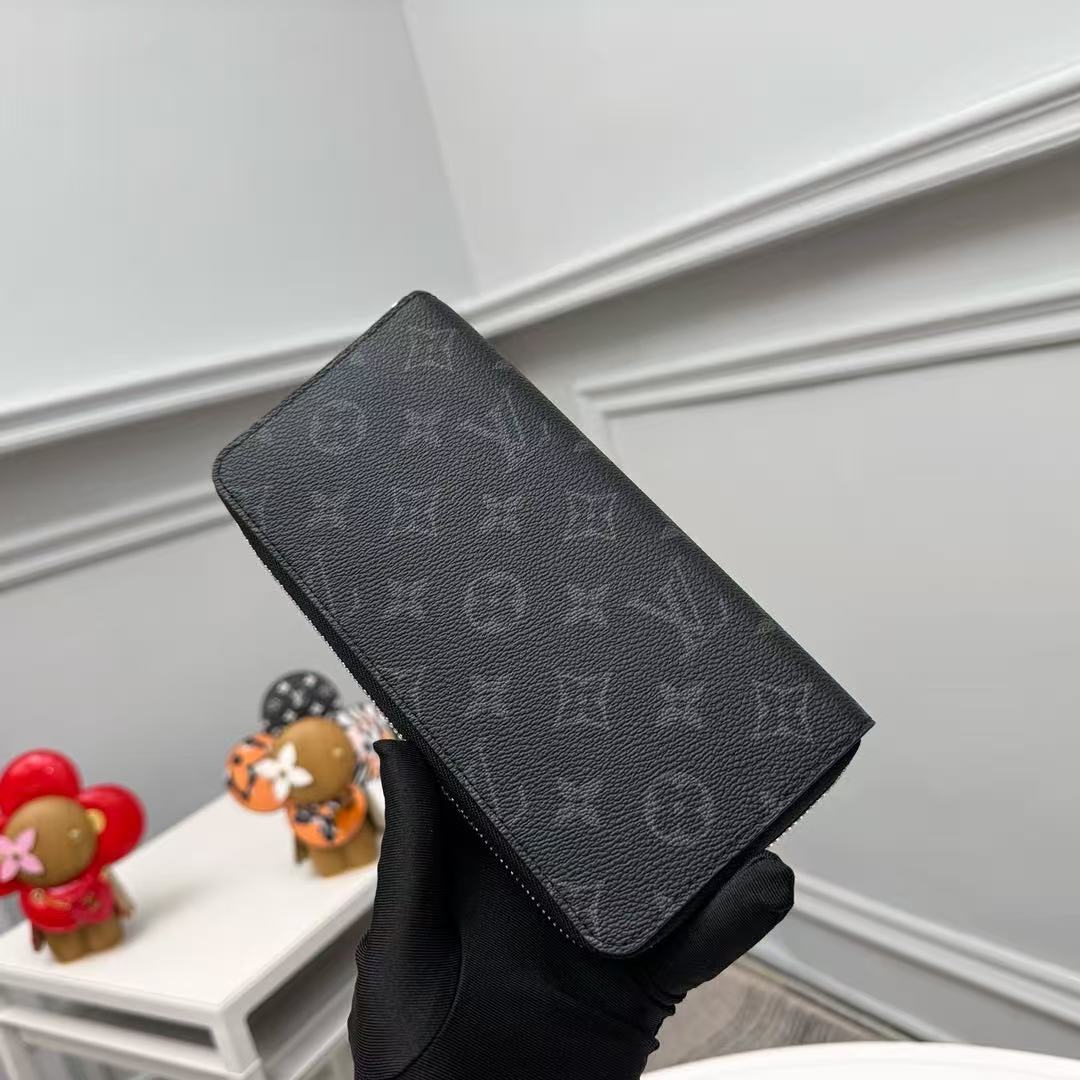 Louis Vuitton Monogram Eclipse Zippy Vertical M62295 Black Round Zipper Wallet（M62295）
