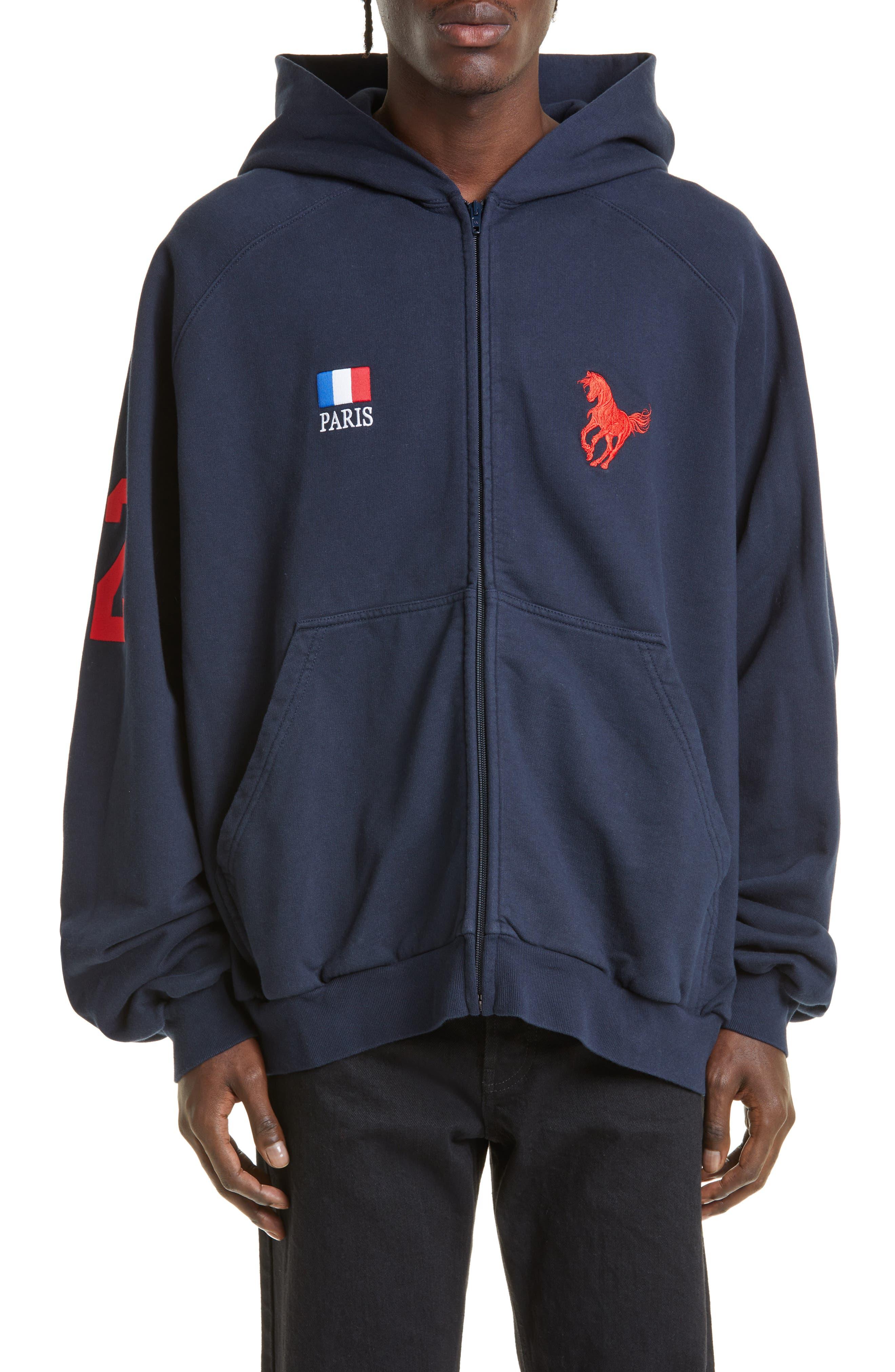 Balenciaga Polo Zip-up Hoodie in Blue for Men | Lyst