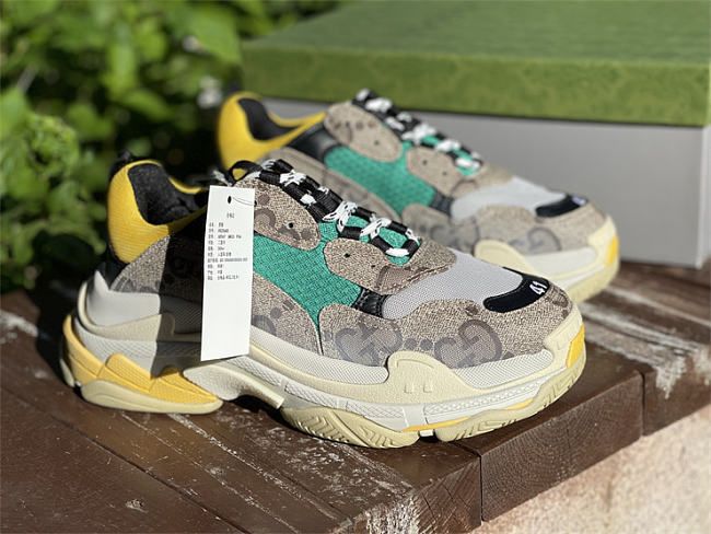 Gucci x Balenciaga The Hacker Project Triple S Beige Green Yellow