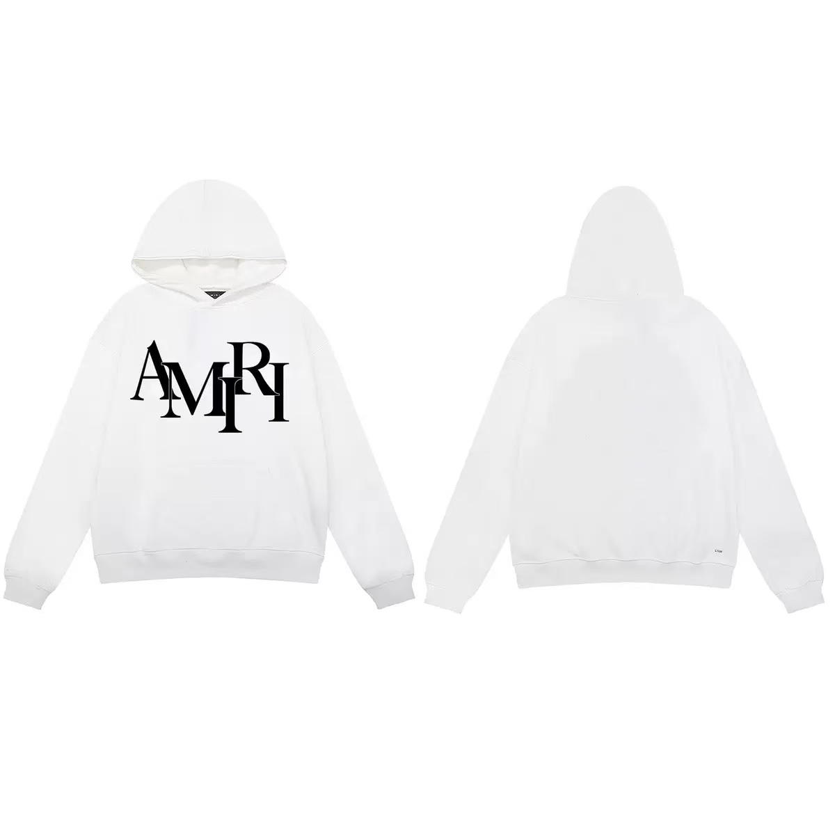 Amiri Staggered Logo Hoodie 'Black'(AMJYHD1052-BLACK）