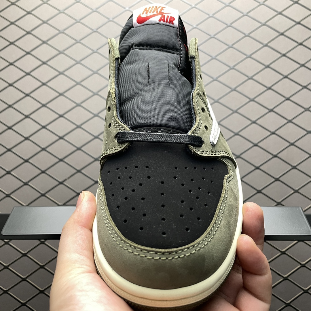 Travis Scott × Nike Air Jordan 1 Low "Black/Olive"(DM7866-002)