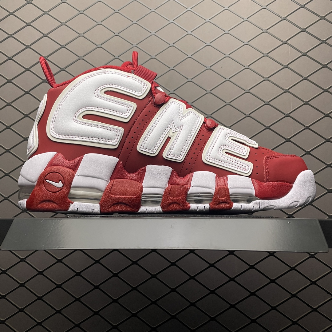 Supreme × Nike Air More Uptempo "White/Red"(902290-600)