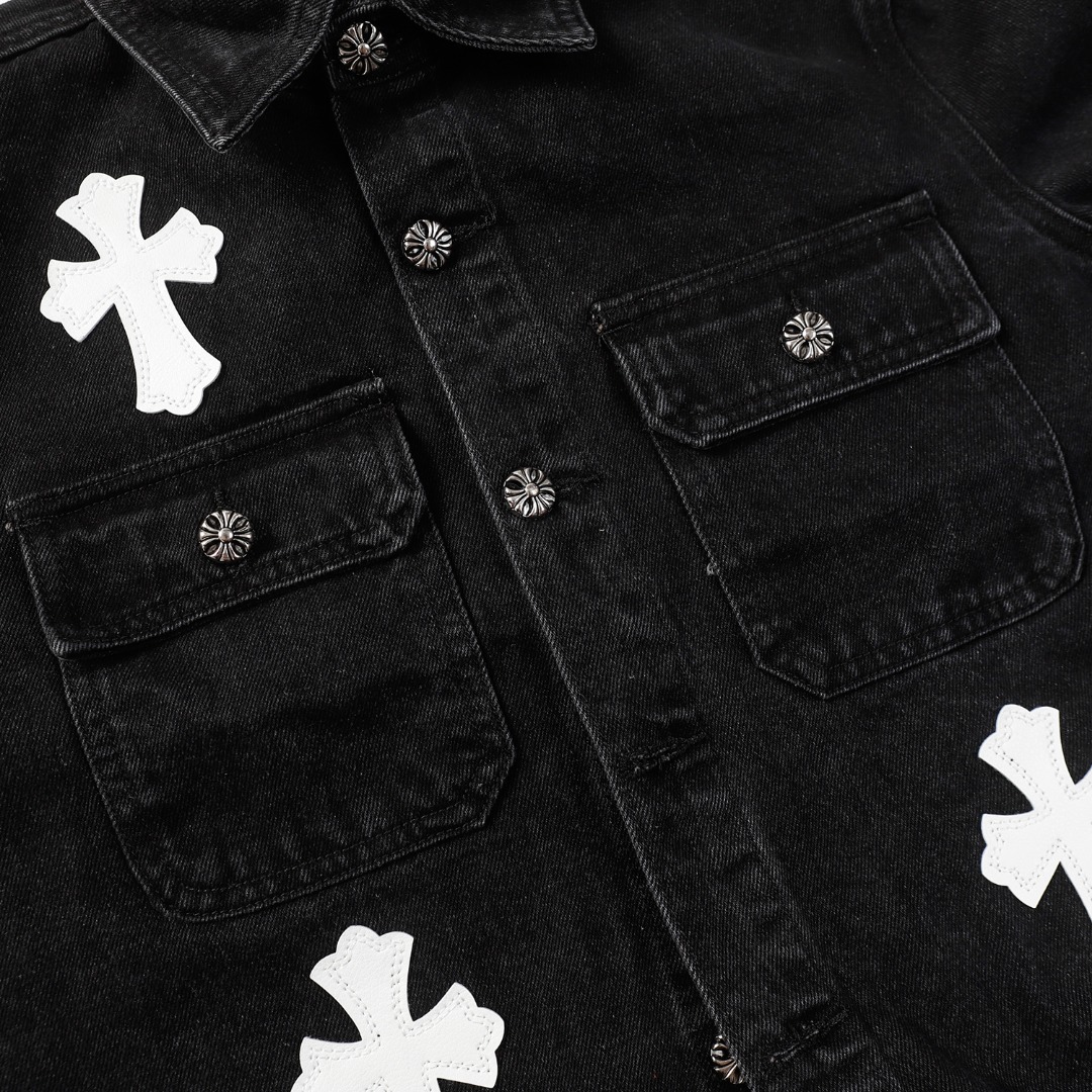 クロムハーツのジャケットです/ Chrome Hearts cross leather denim jacket（CH-5066）