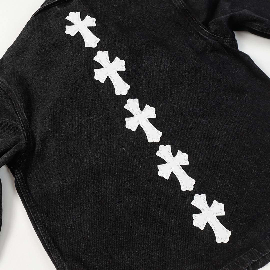 クロムハーツのジャケットです/ Chrome Hearts cross leather denim jacket（CH-5066）