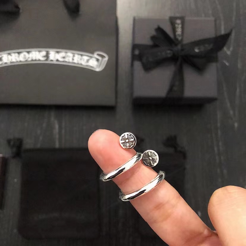 CHROME HEARTS クロムハーツフラットクロスフラワーネイルワードリング（CH-JZ-395）