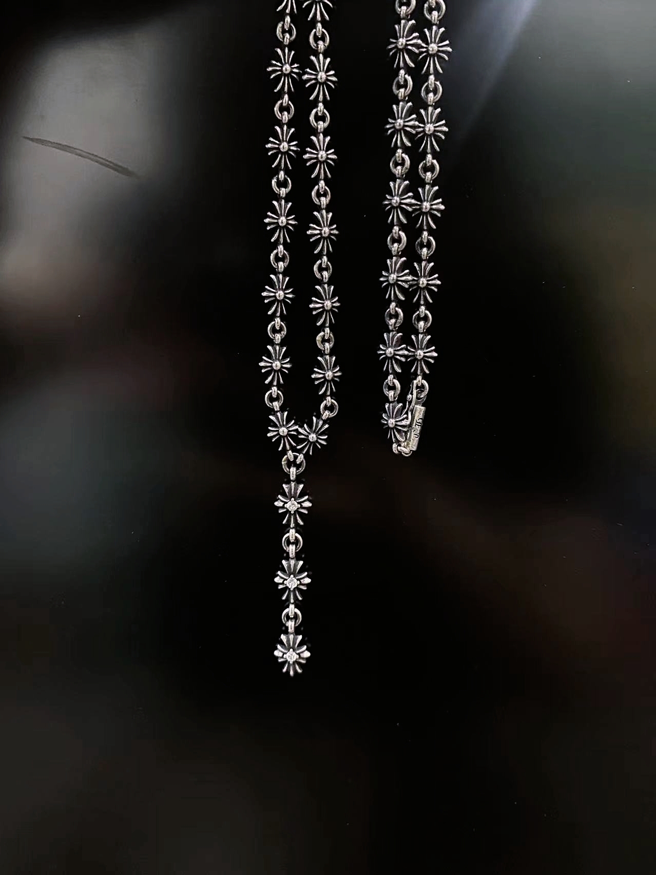 CHROME HEARTS クロムハーツ 3セクションストーンセットクロスフラワーネックレス（CHROME HEARTS 036）