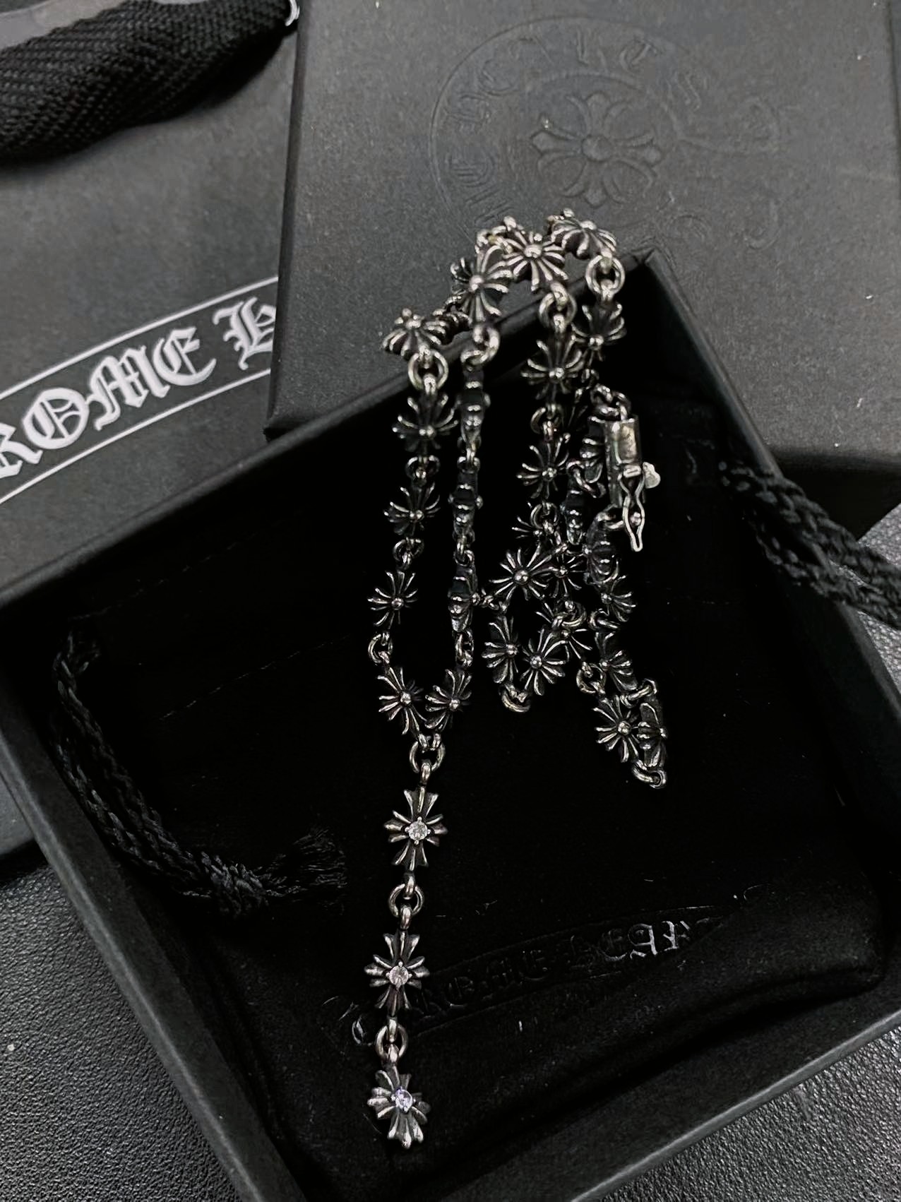 CHROME HEARTS クロムハーツ 3セクションストーンセットクロスフラワーネックレス（CHROME HEARTS 036）
