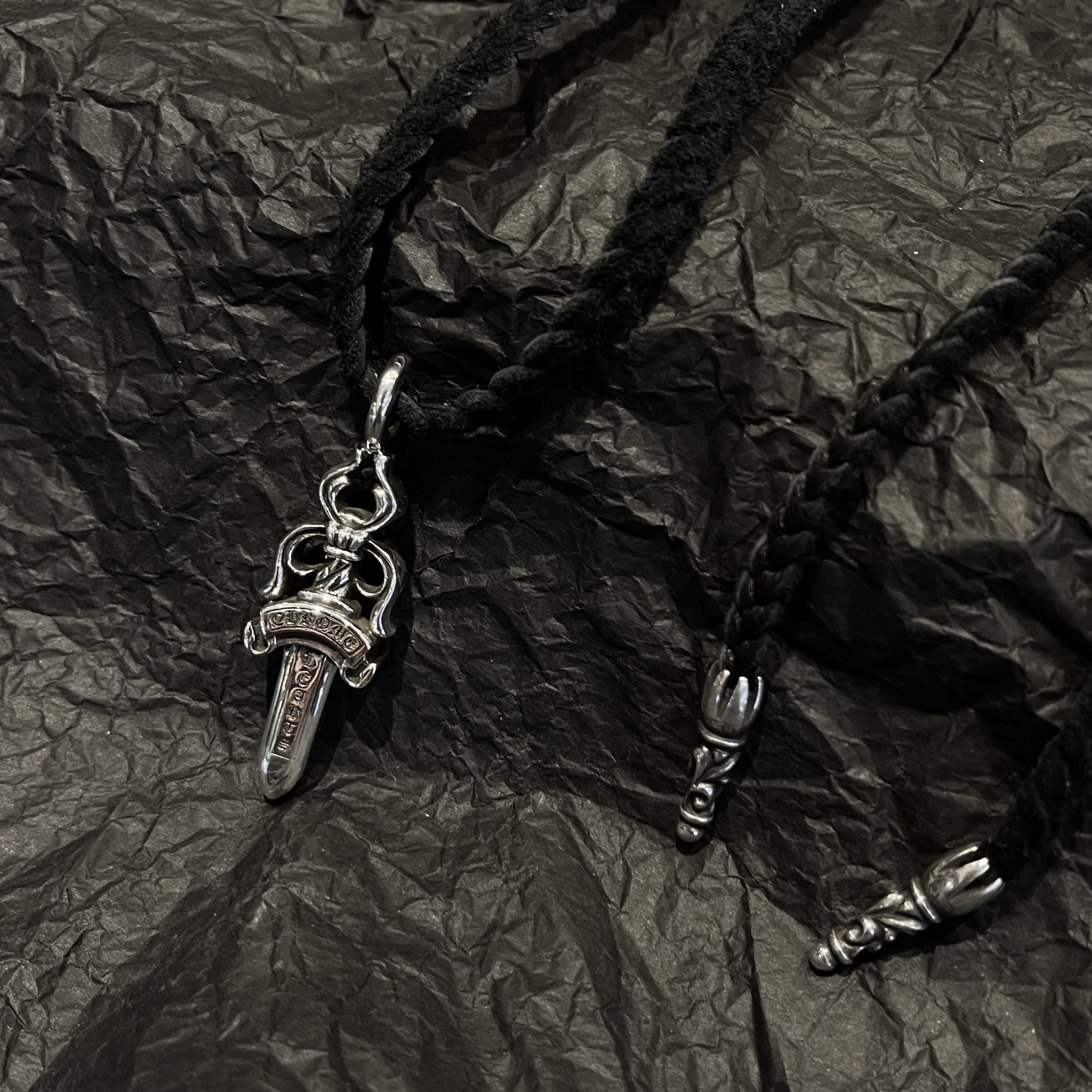 CHROME HEARTS クロムハーツ ソードレザーコード編み込みネックレス（CHROME HEARTS 061）