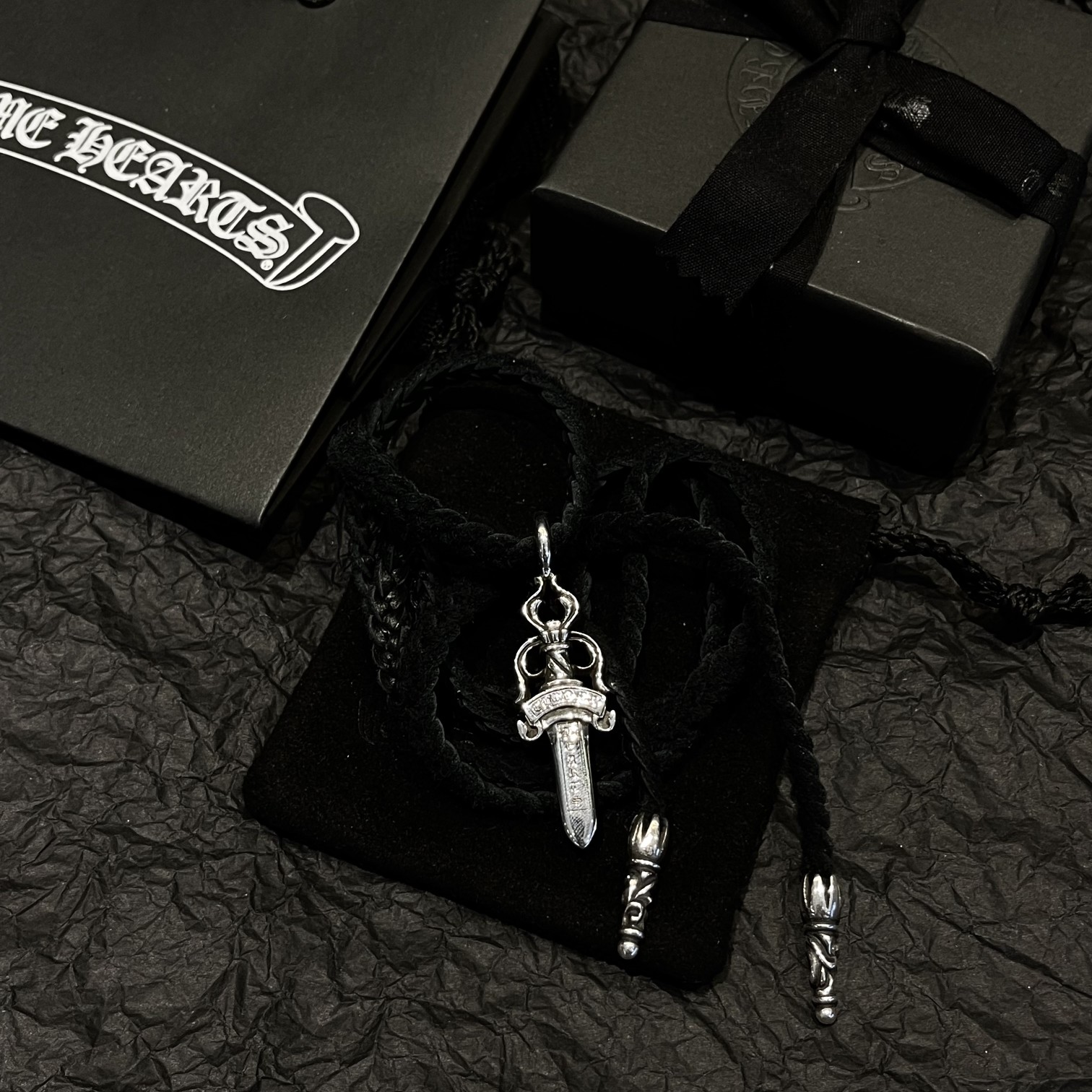 CHROME HEARTS クロムハーツ ソードレザーコード編み込みネックレス（CHROME HEARTS 061）