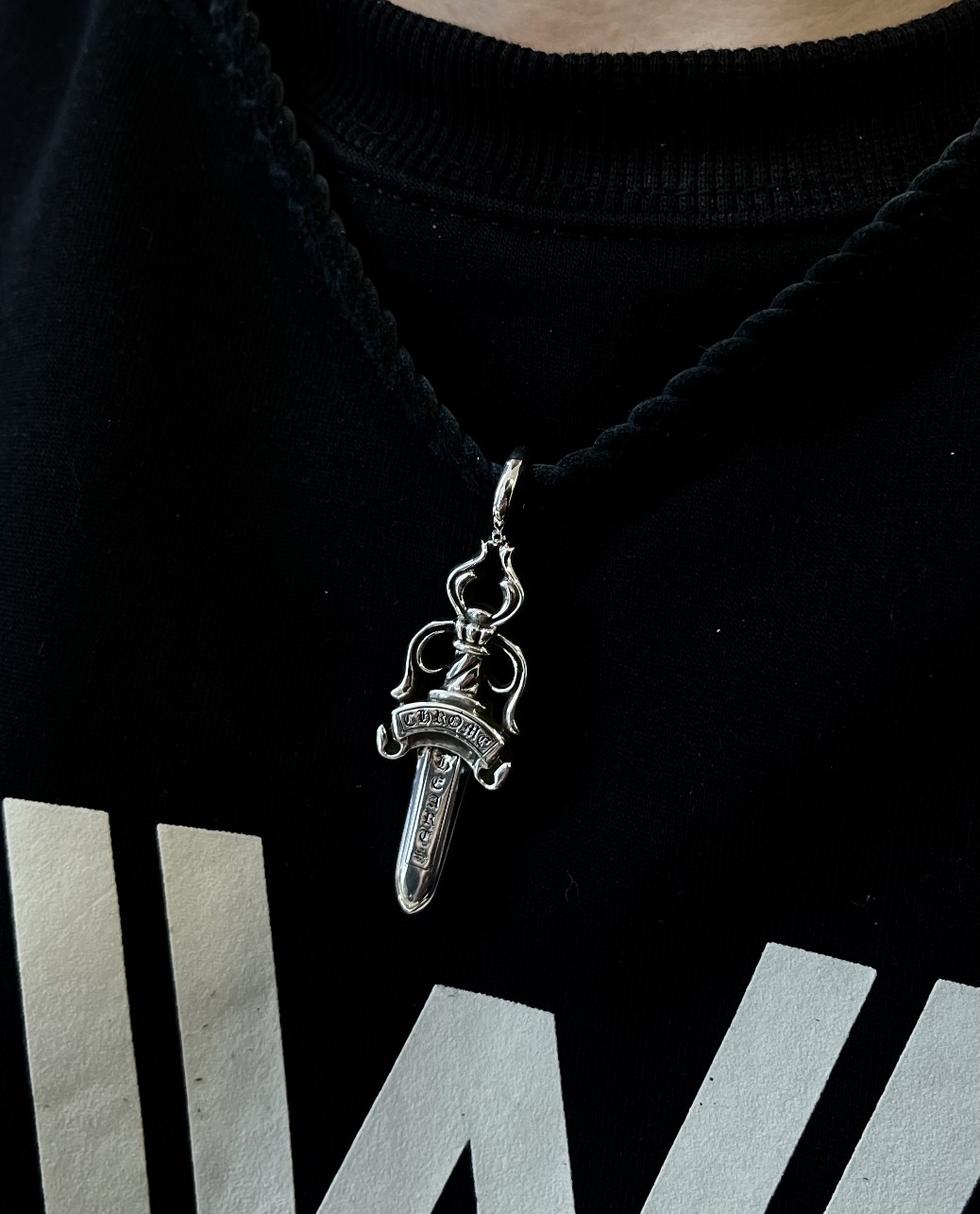 CHROME HEARTS クロムハーツ ソードレザーコード編み込みネックレス（CHROME HEARTS 061）