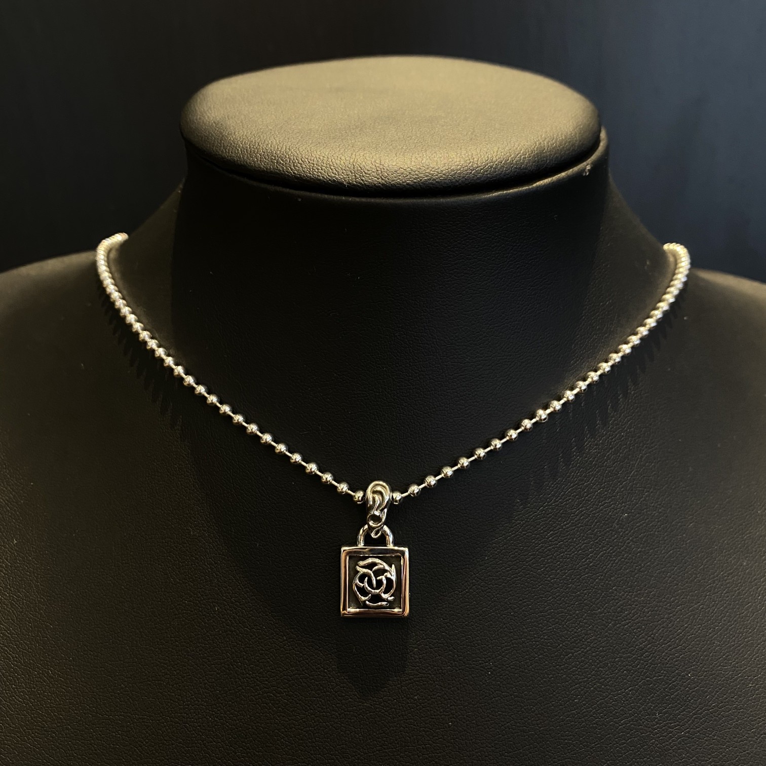 CHROME HEARTS クロムハーツ つるスモールスクエアネックレス-ボールチェーン/パールチェーン（CHROME HEARTS 101）