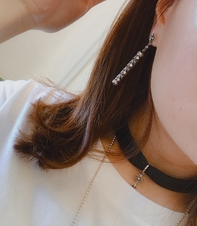 CHROME HEARTS クロムハーツ ファセットクロスシリンドリカルイヤリング（CHROME HEARTS 115）