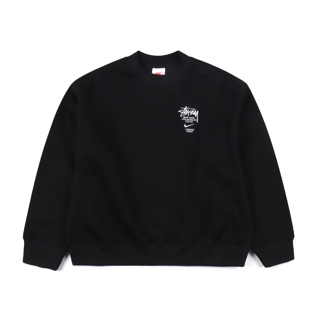 Stussy x Nike Logo Sports Fleece Sweatshirt "Black"（DC4198-010）
