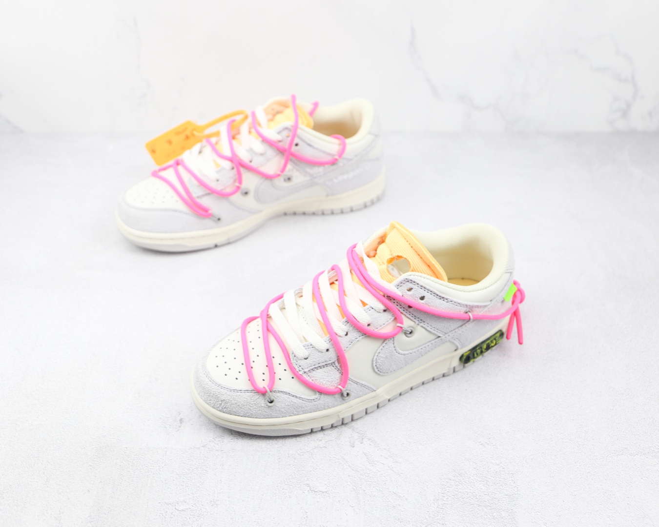Off-White × Nike Dunk Low "Sail/Neutral Gray/Hyper Pink" (DJ0950-117)