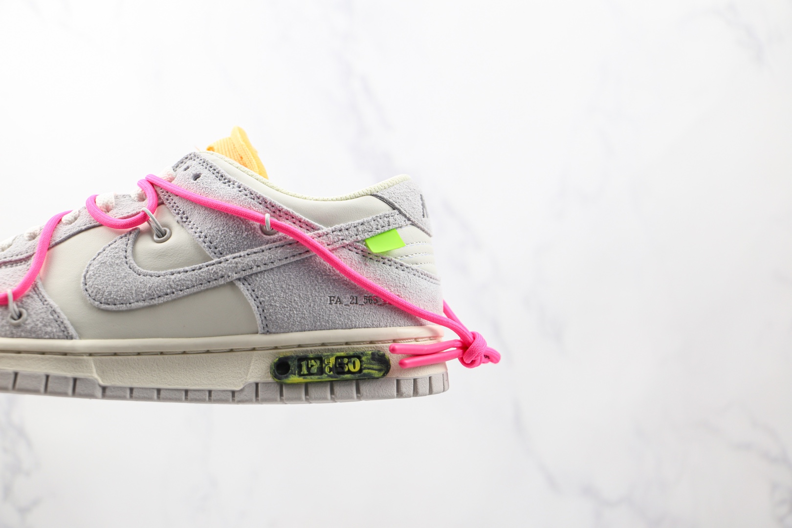 Off-White × Nike Dunk Low "Sail/Neutral Gray/Hyper Pink" (DJ0950-117)
