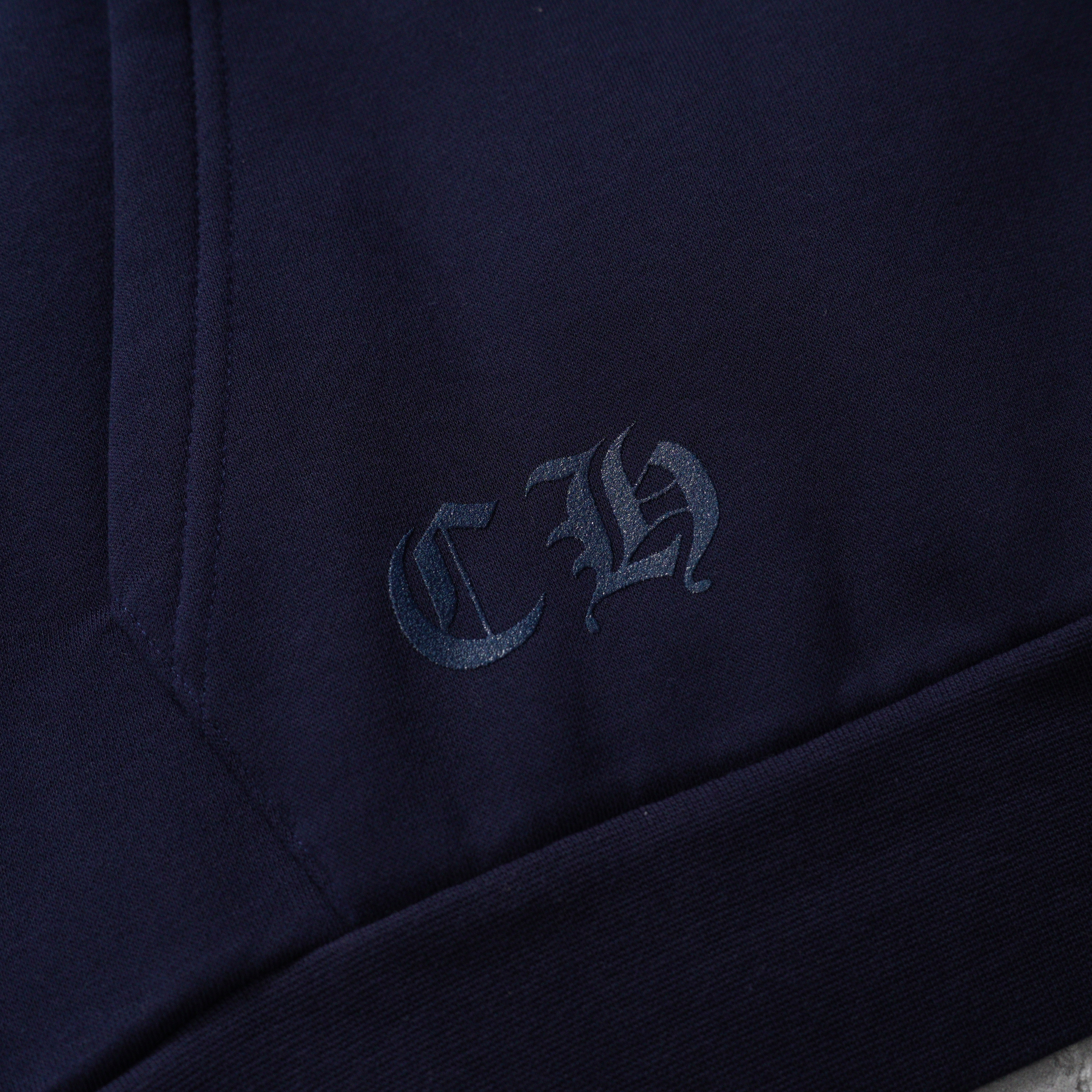 Chrome Hearts Navy&Red Horseshoe Floral Sleeve Pullover Hoodie (CH-T200923）