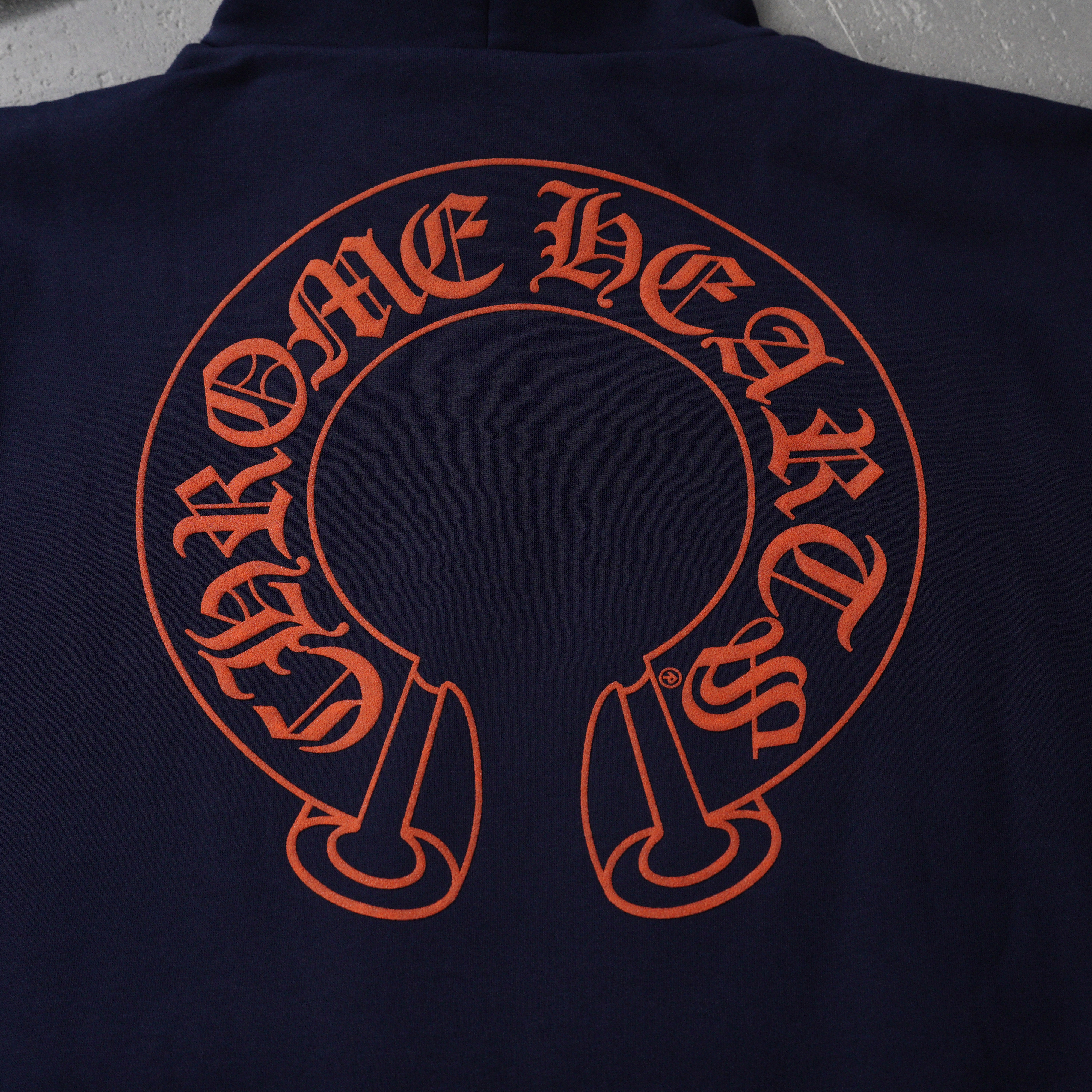 Chrome Hearts Navy&Red Horseshoe Floral Sleeve Pullover Hoodie (CH-T200923）