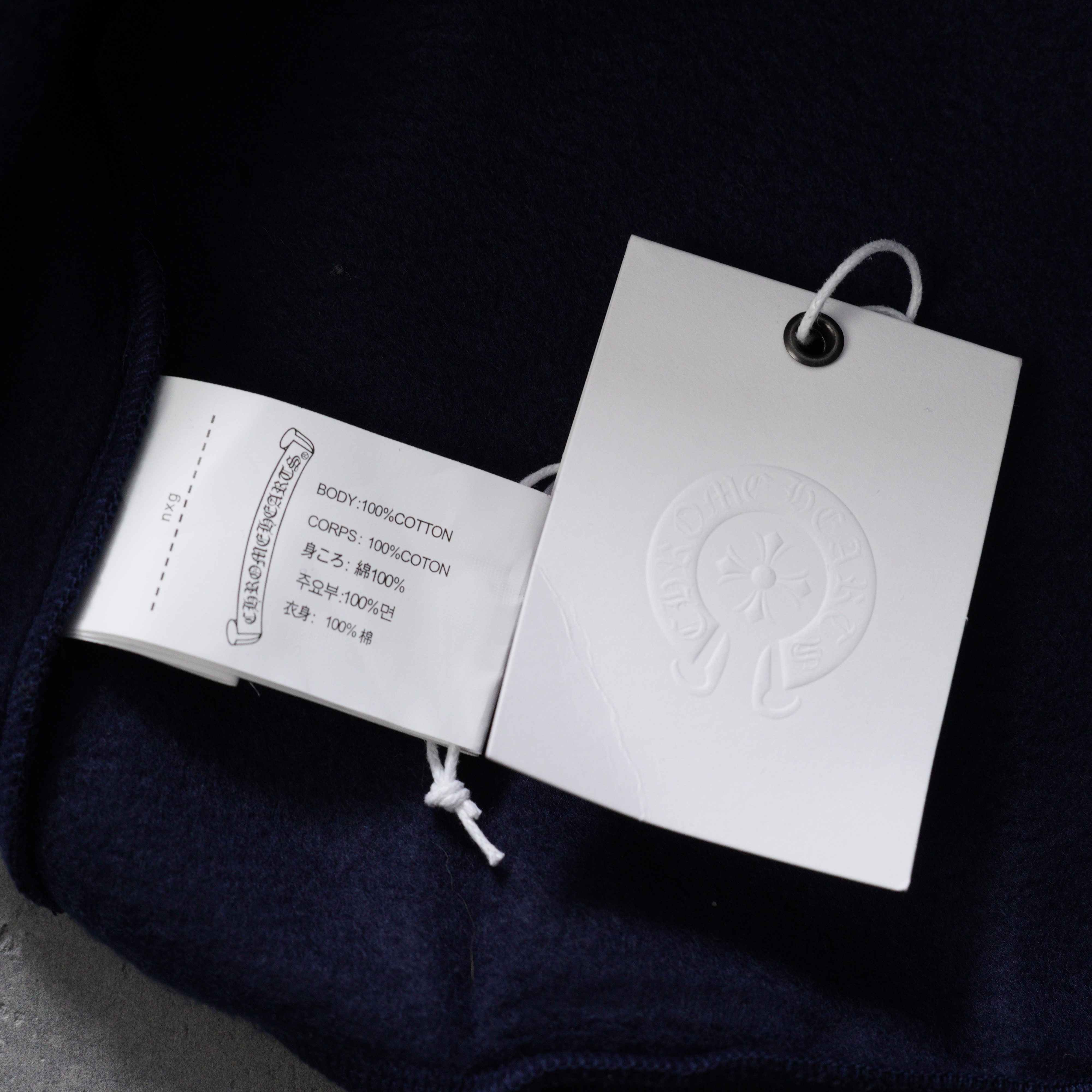 Chrome Hearts Navy&Red Horseshoe Floral Sleeve Pullover Hoodie (CH-T200923）