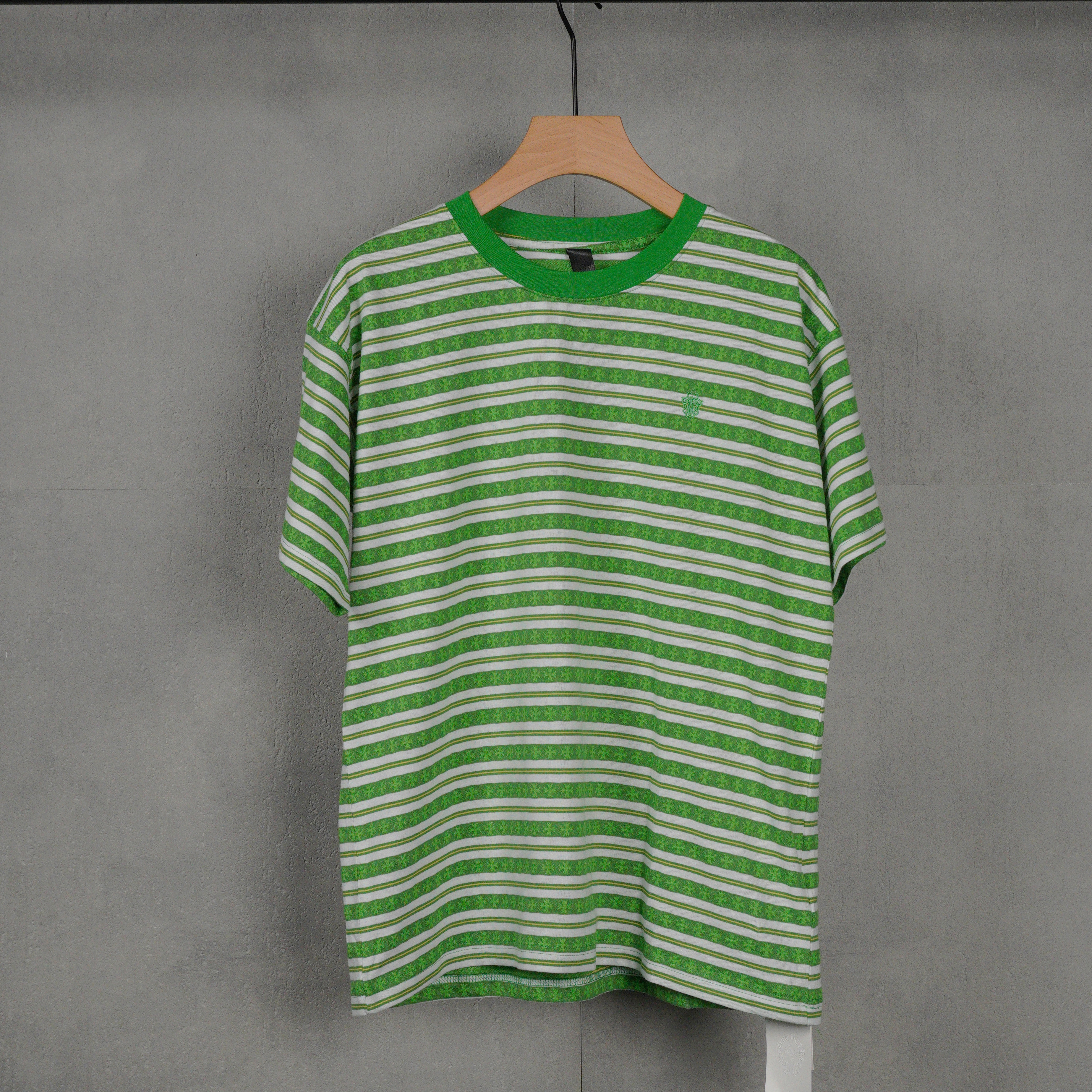 CHROME HEARTS Striped Logo T-shirt Green（CH-036009158）